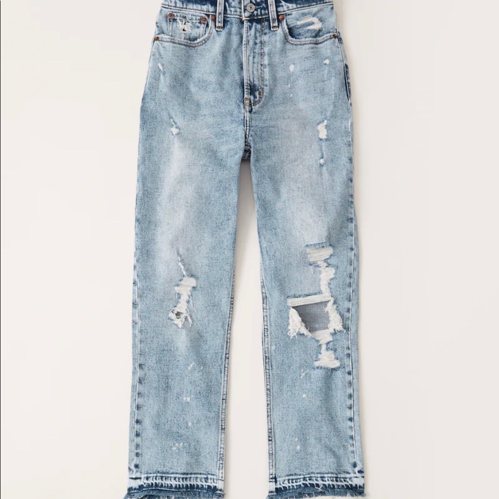 Abercrombie Curve Love Ultra High Rise Ankle Straight Jeans